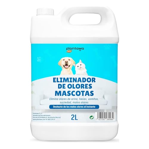 Eliminador de Olores Mascotas al Instante 2l. Neutralizador Enzimatico Olores Orina Heces Vómitos. Interior y Exterior. Patio Jardin. Anti Olor orines Perros Gatos. Detergente Enzimatico Perros.