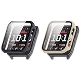 Confezione da 2 custodie rigide per Garmin Venu X1 con pellicola protettiva per lo schermo, custodia protettiva rigida in policarbonato antiurto antigraffio con vetro temperato (beige/blu scuro)