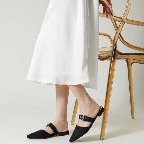Image of Rekayla Mules for Women Adjustable Strap Pointed Toe Backless Loafer Shoes
