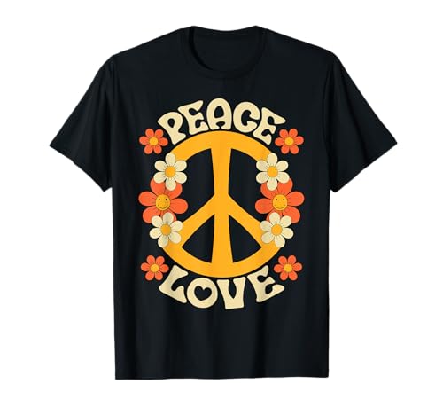 Peace Sign Love 60s 70s Costume 70 Theme Party Groovy Hippie T-Shirt
