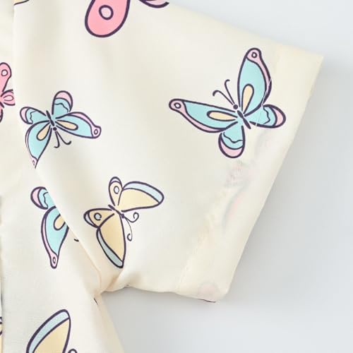Toddler Boys Button Down Dress Shirts Little Girls Cute Butterfly Pattern Short Sleeve Tshirt Summer Beach Clothes for Kids3