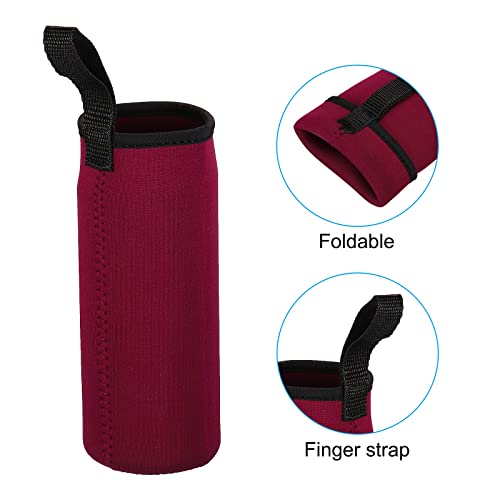 PATIKIL 65mmx180mm Water Bottle Sleeve, 4 Pack Neoprene Insulated Bottle Bag Holder Carrier Pouch with Finger Strap, Wine Red - Image 4