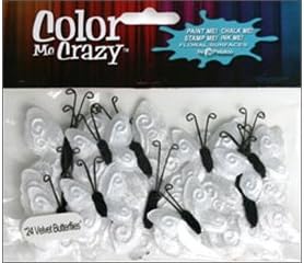 Petaloo Color Me Crazy 24-Piece Velvet Butterflies Value Bag for Scrapbooking
