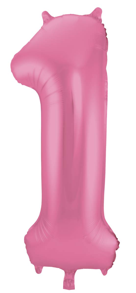 Folat 65901 Number 1 Metallic Mat Foil Balloon, Pink