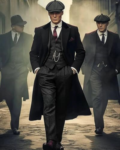 ORBITRAY Men's Retro Vintage Tweed Blazer Suit Herringbone Blazer Regular Plus Size Single Breasted3