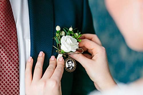 Wedding Boutonniere Bronze Gold Oval Bouquet Charm Pin Photo Charm Mother of The Bride Groom with Photo Resizing Software - Image 2
