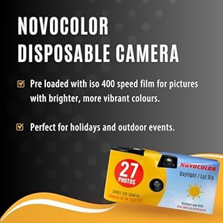 Pacchetto di fotocamere usa e getta con fotocamera Novocolor Daylight Monouso, 27 esposizioni e scheda di suggerimenti per fotografia Clikoze (5 fotocamere)