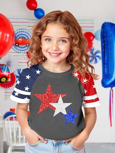 Image of Ithalt Boys Girls USA Shirts Kids 4th of July Shirts American Flag Tshirt Patriotic Top Independence Day Outfit 5-13y