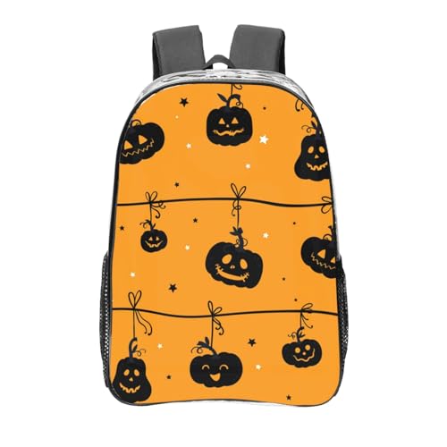 YXDVPALNE Calabaza de Halloween naranja,Mochila informal de 16 pulgadas, transparente, resistente al agua, para la escuela