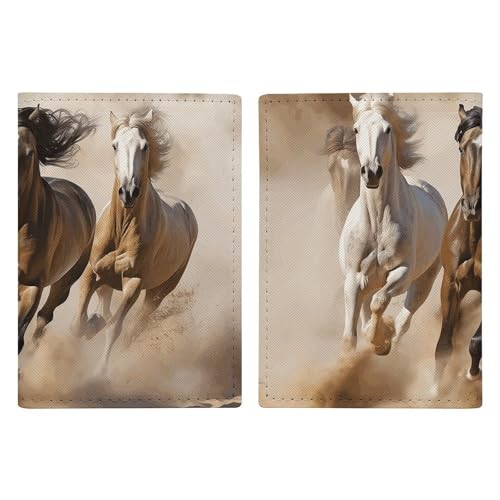 Portefeuille de voyage en cuir imprimé trois chevaux, cadeau de voyage mixte