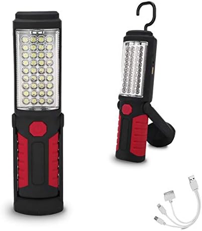 HEDAQI Rechargeable Work Light Portable LED Multi-use Magnetic Flashlight with Hanging Hook, Waterproof Work Flashlight for Car Repair Household Blackout and Emergency(Red)