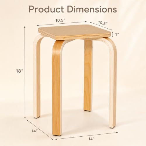 Image of COSTWAY 18-Inch Stackable Wooden School Stools Set of 4, Natural