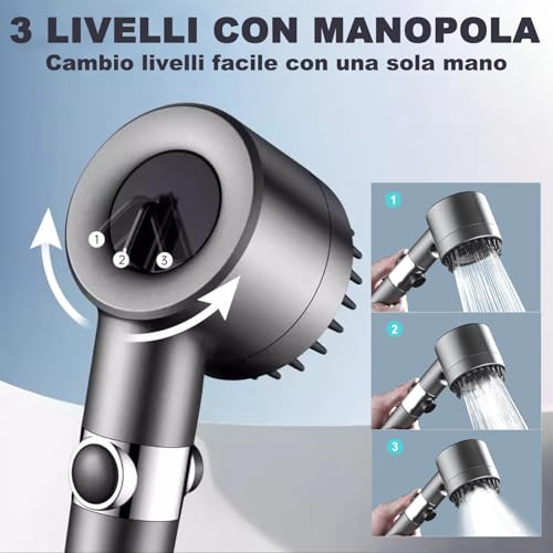 Pommeau de douche filtré économe en eau jet réglable 3 modes - 5