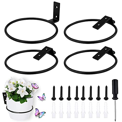 Shengou Blumentopf Wandhalterung,Pflanzer Topf Ring,ShenOu 4 pcs Blumentopfhalter,Wandhalterung Blumentopfhalter Ring,Faltbarer Blumentopfhalter Wand,Blumentopfhalter Wand Metall