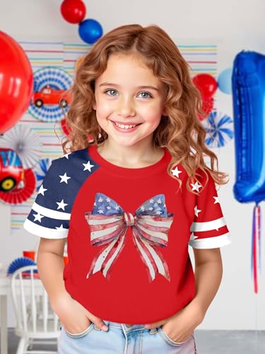 Image of Ithalt Boys Girls USA Shirts Kids 4th of July Shirts American Flag Tshirt Patriotic Top Independence Day Outfit 5-13y