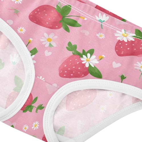 Wusikd Cute Pink Strawberry Girls' Underwear Cotton Heart Girls Briefs Soft Toddler Underwear 2T4