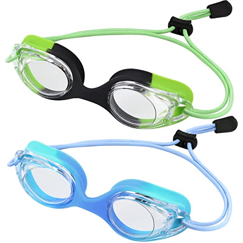 Vvinca Kids-Swim-Goggles with Bungee Strap No Leaking Anti Fog Toddler-Pool-Goggles Kids 3-14 Goggles with Quick Adjust