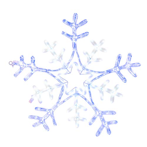 The Christmas Workshop 72600 Large Snowflake Christmas Window Light | Indoor or Outdoor Christmas Decorations | 216 Blue and White LED Lights | Mains Operated | 65cm x 64cm