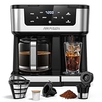 AIRMSEN 12-Cup Programmable Coffee Maker – Single Serve Machine for K-Cup Pods & Ground, 1000W Fast Brew, Delay Start, 2H Keep Warm, Touchscreen, 60oz Tank, Glass Carafe – Home & Office