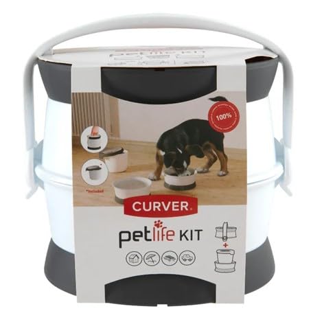 Curver Reise Futternapf 3 in 1, 1 Aufebwahreungsbehälter 1,5L, 2 Näpfe