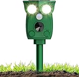 Ultraschall Katzenschreck für Garten, Solar Tiervertreiber mit PIR Bewegungsmelder und Blinklicht, 4 Modi Hundeschreck Marderschreck, Wasserdicht IP64,wirksam gegen Marder, Katzen, Hunde ﻿