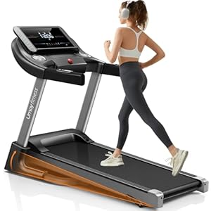 UMAY Fitness Home Folding Incline Treadmill with Pulse Sensors, 3.0 HP Quiet Brushless, 300 lbs Capacity, Grey