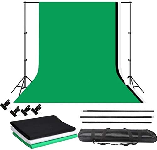 VTS Backdrop Stand Setup Photo Studio Black White Green Backdrop Chroma Key Screen Background for Indoor-Outdoor, Comercial, YouTube Photography (9 x9ft. -1)