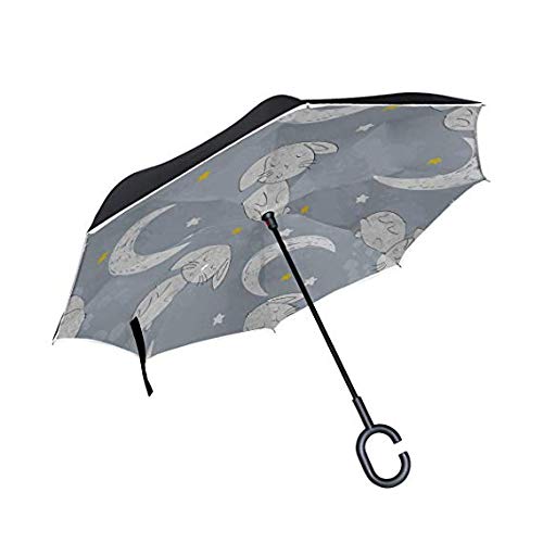 Parapluie inversé Happy Double Pliage Droit Lazy Bunny poignée C