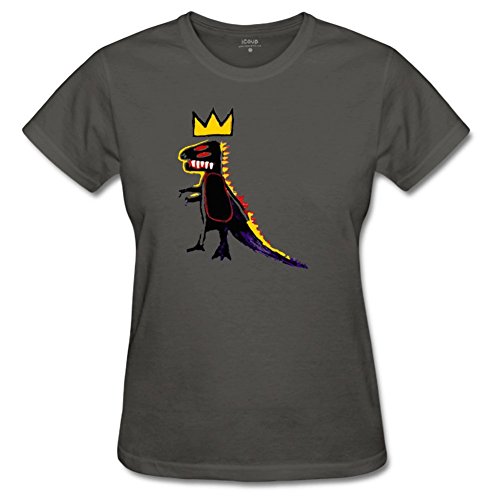 iCoup Julongcul Basquiat Crown Dinosaur T-Shirt for Womens M Charcoal