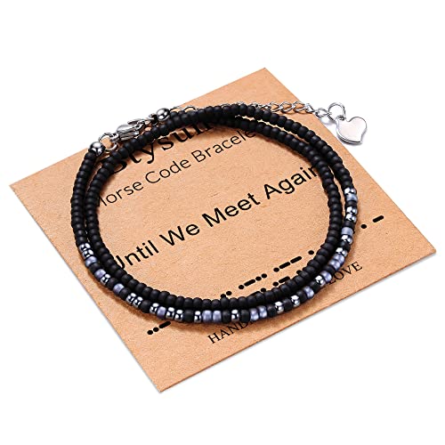 Image of Btysun Inspirational Morse Code Bracelets for Women Men Teen Girl Gifts Best Friend Birthday Gifts for Him Her Adjustable Layered Secret Message Sister Bff Girfriend Sister Christmas Jewelry