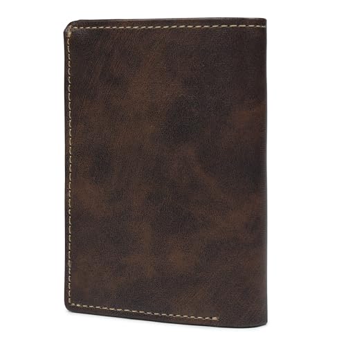 Image of Men Leather Trifold Wallet | Slim Black Wallet with 6+ Card Slots, ID Window & Cash Compartment | Premium Top-Grain Leather | Ideal Gift for Men