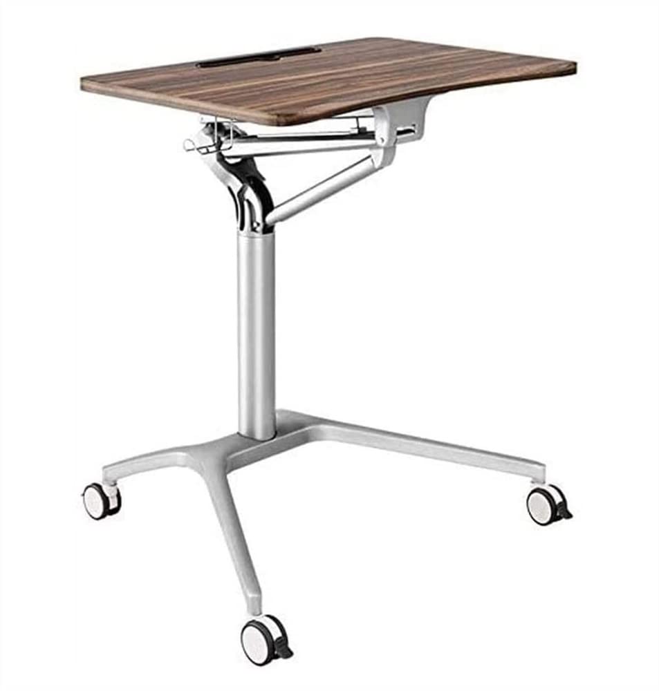 MYUYEE Mobile Standing Desk, Pneumatic Adjustable Height Desk, Laptop Standing Desk, Rolling Laptop Desk, Portable Sit Stand Desk