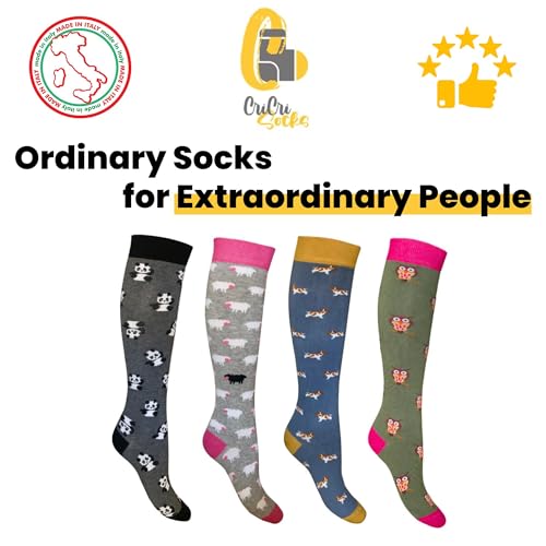 Image of Cotton Knee High Socks for Women Made in Italy, Long Socks for Women (One Size Fits All) Women Dress Socks