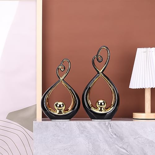 Decoración Abstracta de Cerámica Negra y Dorada miniatura 7