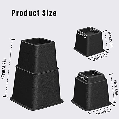 Montihold Bed Risers 8, 5, Or 3 Inch, Stackable Furniture Risers Heavy Duty, 6Pcs Of Big Risers (5 Inch) + 6Pcs Of Small Risers (3 Inch) #TOP4