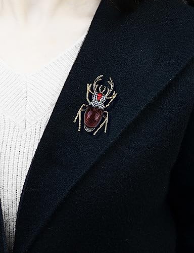 Image of Vintage Rhinestones Crystal Beetle Bug Ename Insect Scarab Brooch Pin Lapel Pin Accessories for Men Women