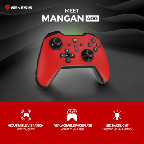 Gamepad Genesis Mangan 400 inalámbrico mando rojo multiplataforma PC Switch Android 2