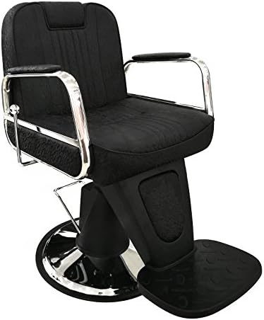 Lovecrazy Sillón Profesional de Peluquería/Barbero 360º giratorio con base fija y apoyabrazos (Negro)