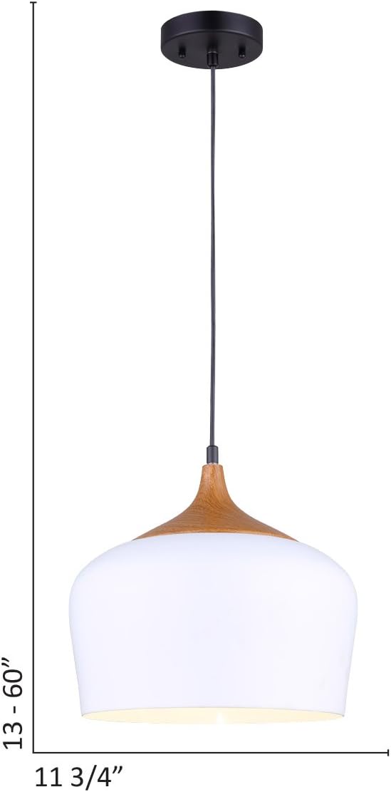 Buу 2 gеt 3 CANARM IPL614A01WH LTD Raphael 1 Light Cord Pendant White Aluminum Shade with Wood Accent