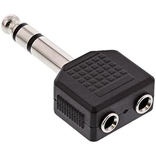 InLine 19919 Adattatore Audio, Spina Jack 6.3 mm a 2 x Presa Jack 3.5 mm, Stereo, Sdoppiatore, Nero