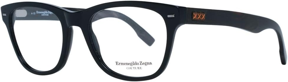 Ermengildo Zegna Couture Rectangular Eyeglasses ZC5001 001 Size: 52mm Black/Ebony/Horn 5001