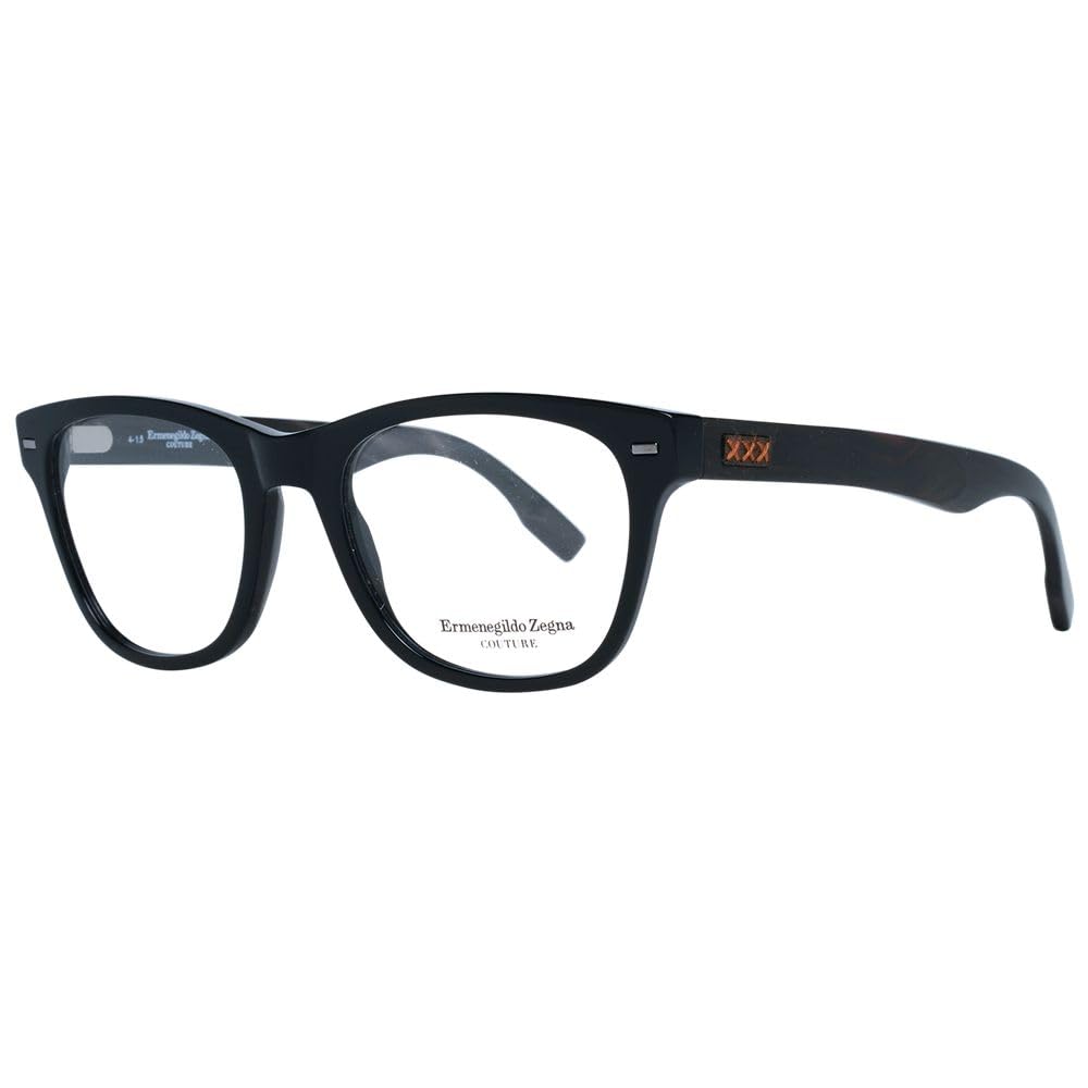 Ermengildo Zegna Couture Rectangular Eyeglasses ZC5001 001 Size: 52mm Black/Ebony/Horn 5001