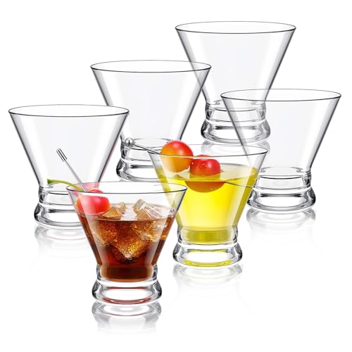 YBCPACK Lot de 6 verres à Martini sans pied - 240 ml - Verres à cocktail modernes - Verres Margarita pour expresso Martini, lait de poule, apéritif, dessert...