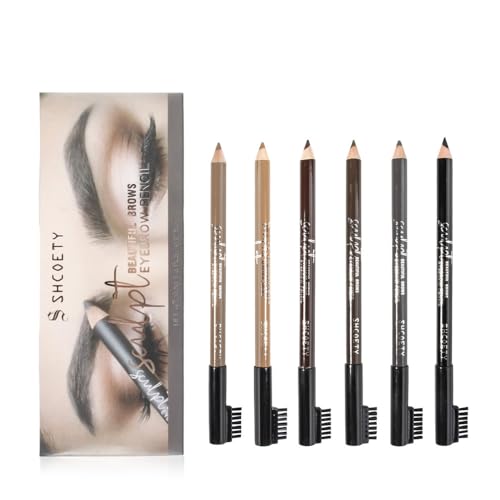 eyebrow pencil, 6-color eyebrow pencil eyeliner set, soft texture eyebrow pencil, easy to color, long-lasting, used to fill in sparse areas and crevices for a natural-looking brow look