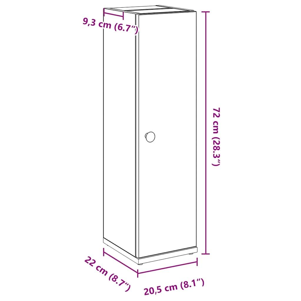 vidaXL Mobile da Bagno con Portarotolo Grigio Cemento 20,5x22x72 cm, mobiletto portaoggetti per Bagno