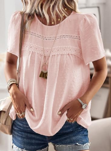 Image of Falechay Womens Summer Tops Flowy Boho Shirts Dressy Casual Short Sleeve