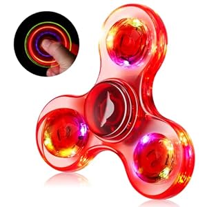 WELLVO 1Pcs LED Fidget Spinner for Kids Adults, Light Up Sensory Fidget Toys for Kids 4-8 8-12 Anxiety Stress Relief, Classroom Prizes Glow in The Dark Hand Spinner Boys Girls Birthday Gifts