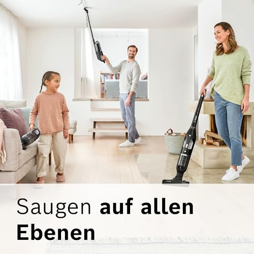 Bosch Akku-Staubsauger Flexxo 2in1 Serie 4 BBH32101, kabelloser Handstaubsauger, beutellos, hohe Saugleistung, Lange Laufzeit, Kurze Ladezeit, Fugendüse, alle Bodenarten, schwarz