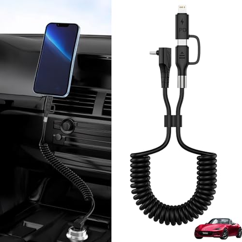 WeCar �}�c�_ ���[�h�X�^�[ 2in1 USB-C ���C�g�j���O�P�[�u�� �J�[���R�[�h MFi�F�� Apple Carplay Android Auto iPhone �[�d�P�[�u�� PD 27W/60W �}���[�d �����f�[�^�]�� �L�k ���ϋv