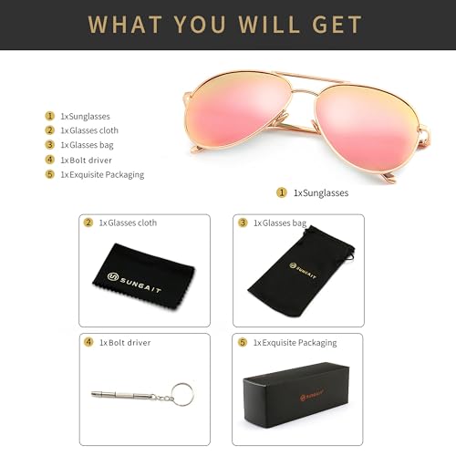 Image of SUNGAIT Women's Lightweight Oversized Aviator Sunglasses